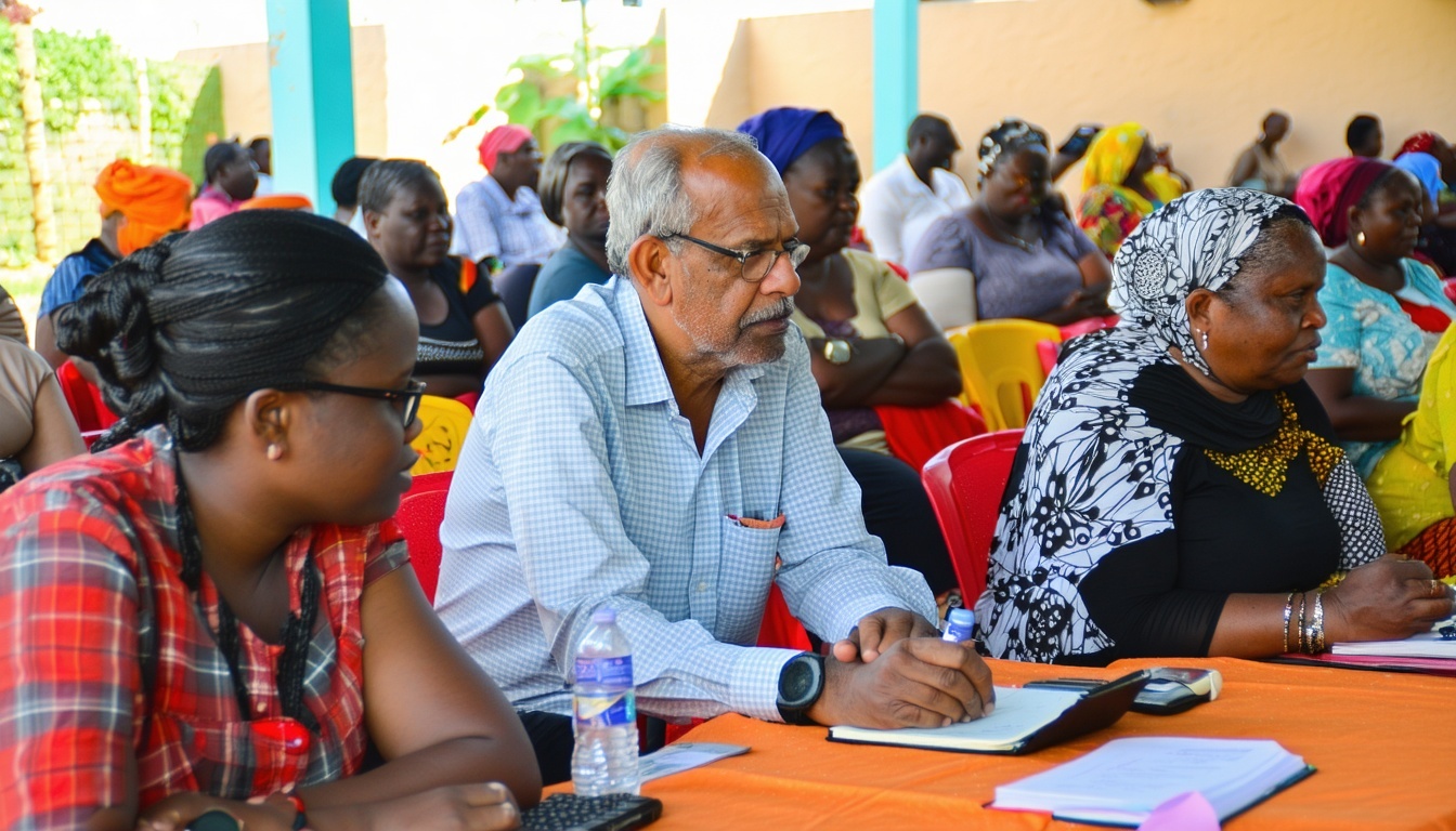 Community members participating in a development workshop